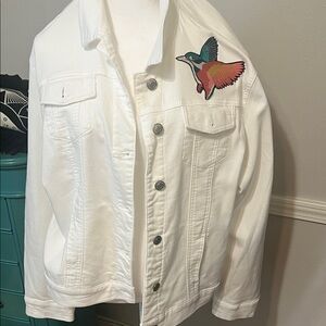 Buffalo David Bitton White Bomber Jacket with Bird Patch